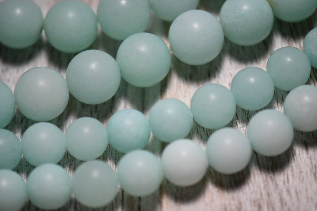 MATTE Light Amazonite Jade 4mm, 6mm, 8mm, 10mm, 12mm frosted Round Beads -15 inch strand