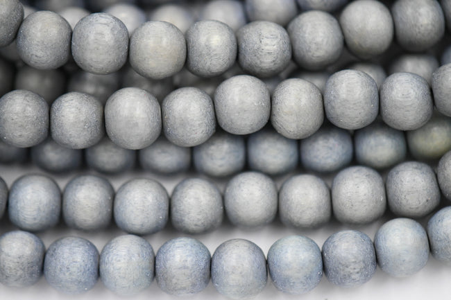 Fog Gray Wash Wood Round 8mm, Light Grey Wood Beads Earth Grey Beads -16 inch strand Main Image