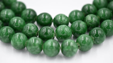 Two Strands, Green Jade, 4mm, 6mm, 8mm, 10mm, 12mm Jade Round Beads in Opaque Finish -Full Strand