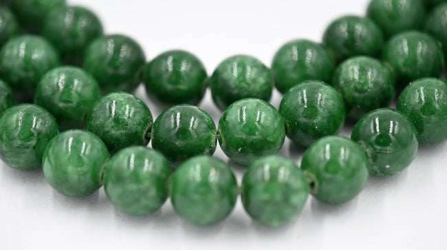 TWO Strands, Green Jade, 4mm, 6mm, 8mm, 10mm, 12mm Jade Round Beads in Opaque Finish -Full Strand Main Image