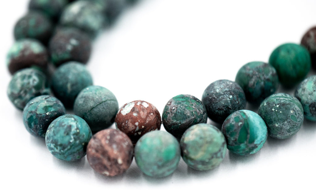 Natural Teal Green Turquoise 8mm Frosted
