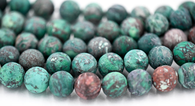 Natural Teal Green Turquoise 8mm Frosted Hover Image