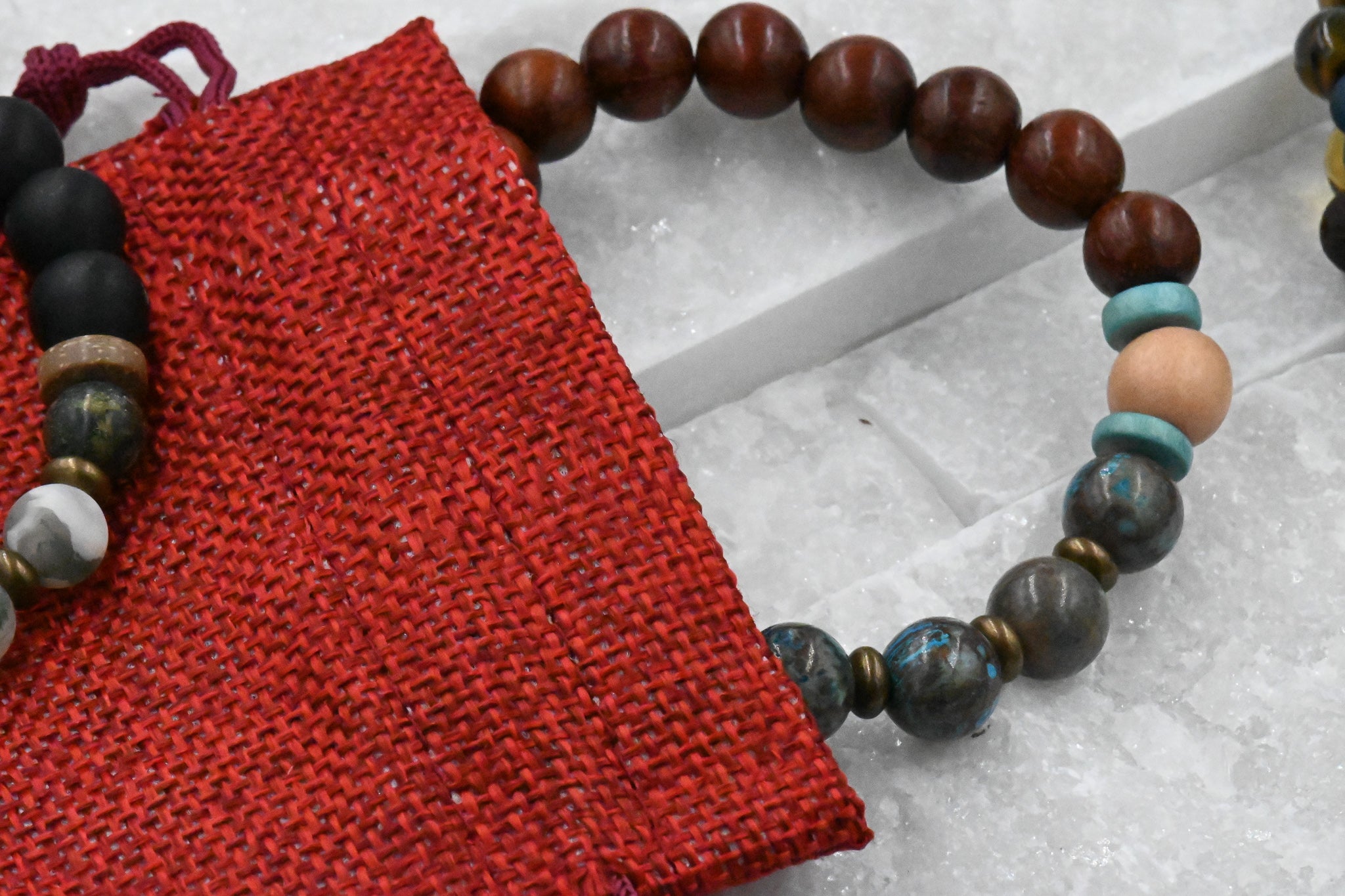 Men's Beaded Bracelet, Deep Brown Lava Rock, Tiger Eye and Citrine Gemstone, Stretch Bracelet