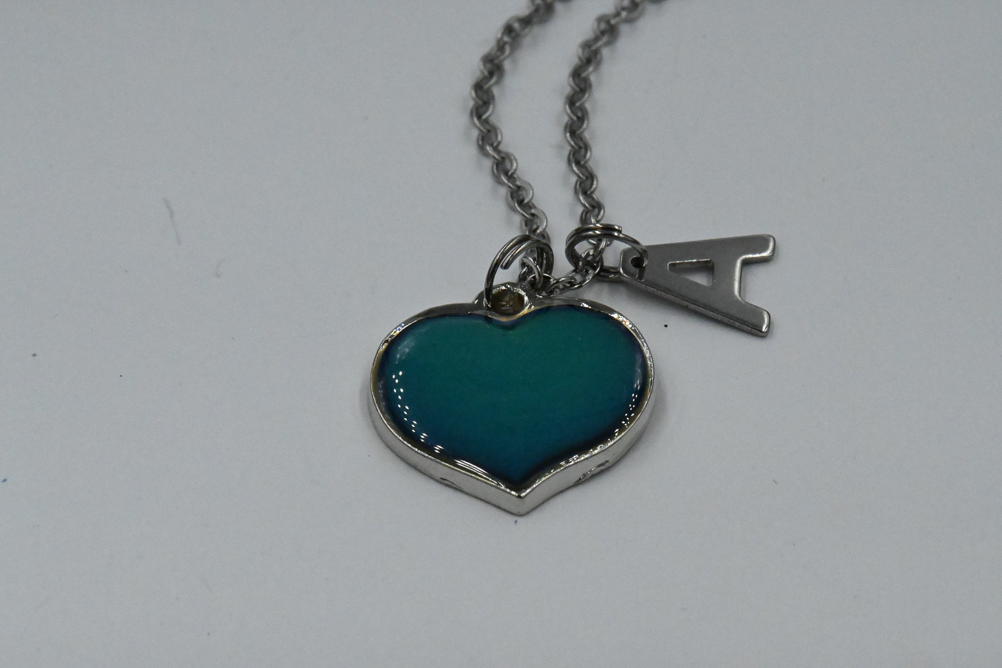Heart Color Changing Mood Charm Necklace, Personalized Necklace, Initial Necklace