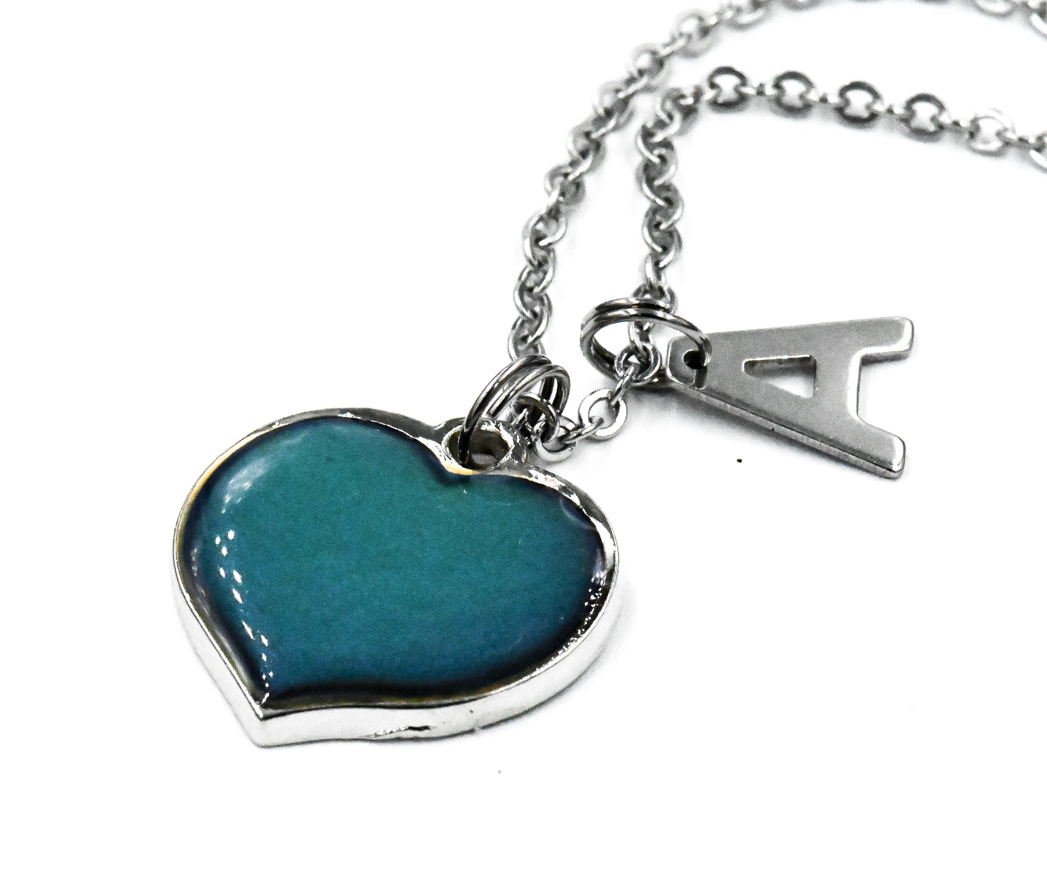 Heart Color Changing Mood Charm Necklace, Personalized Necklace, Initial Necklace