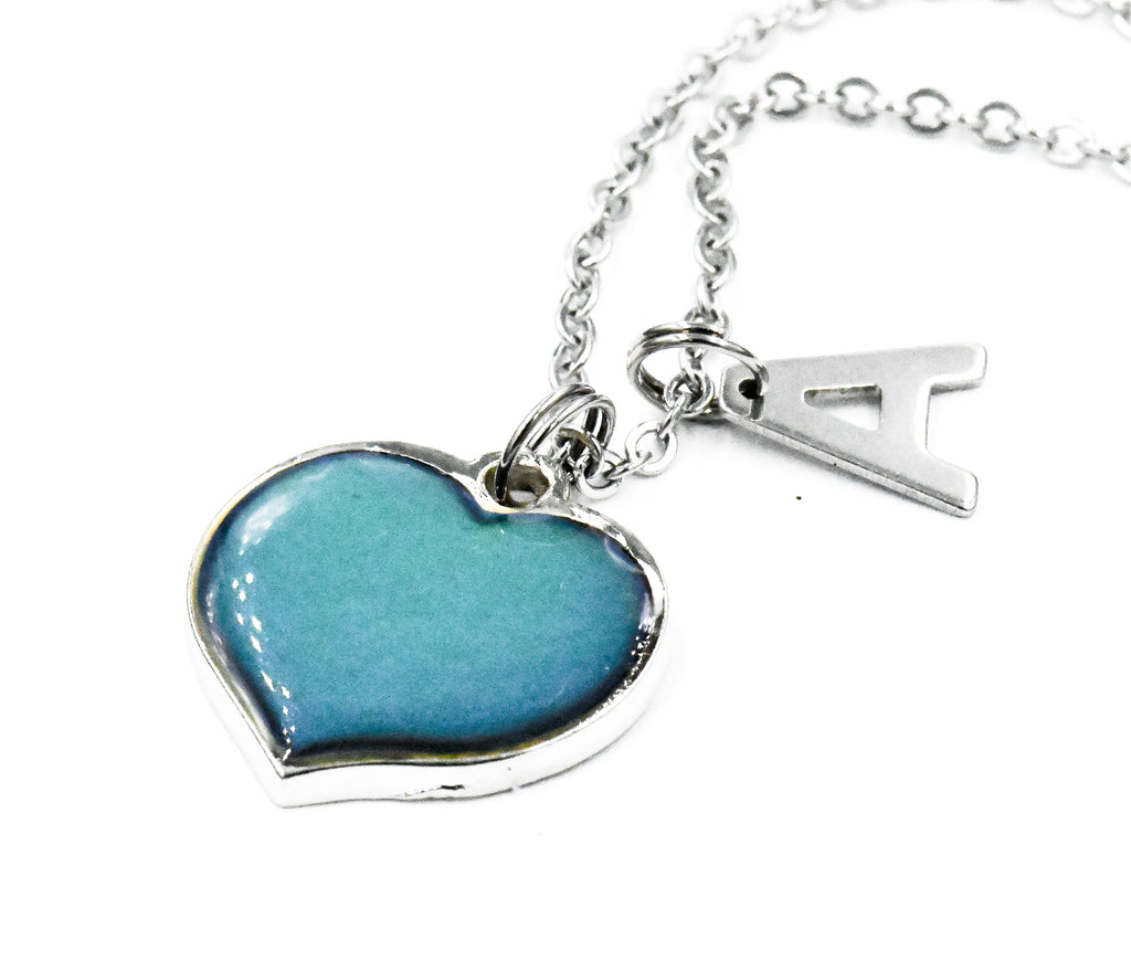 Heart Color Changing Mood Charm Necklace, Personalized Necklace, Initial Necklace