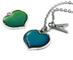 Heart Color Changing Mood Charm Necklace, Personalized Necklace, Initial Necklace