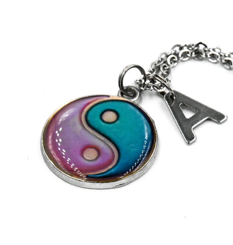 Color Changing Mood Charm Necklace, Personalized Necklace, Initial Necklace