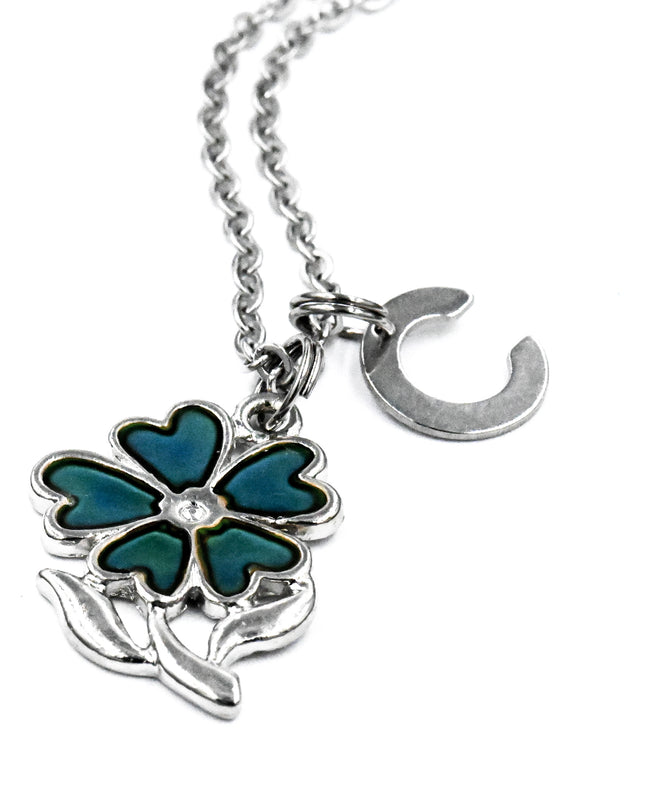 Flower Color Changing Mood Charm Necklace, Personalized Necklace, Initial Necklace Main Image