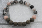 Essential Oil Diffuser Bracelet, Rosewood Greywood, Gemstone Beaded Bracelet, Aromatherapy Bracelet, Pink Zebra Jasper