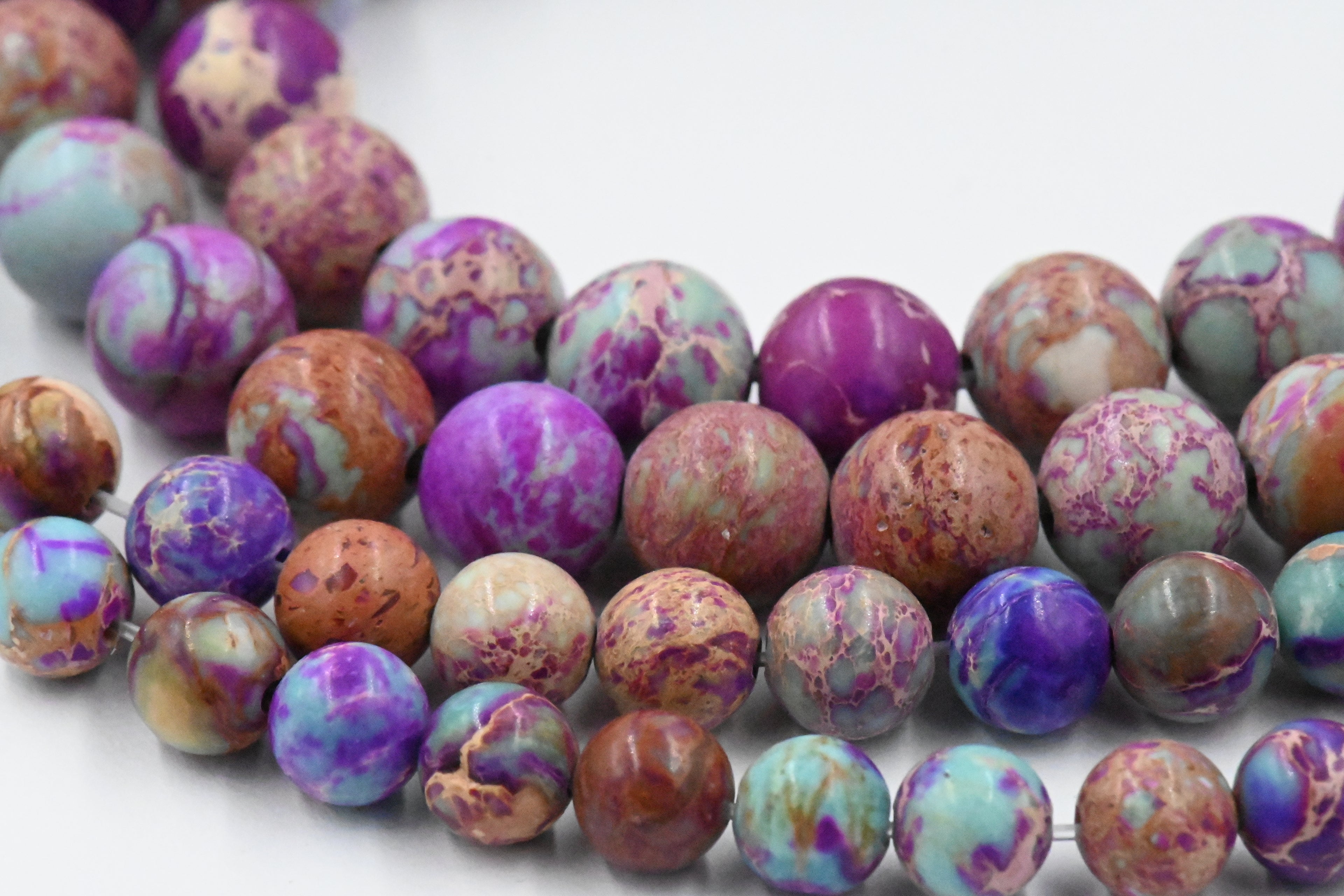 Turquoise and Red Violet Purple Impression Jasper Beads 4mm, 6mm, 8mm round