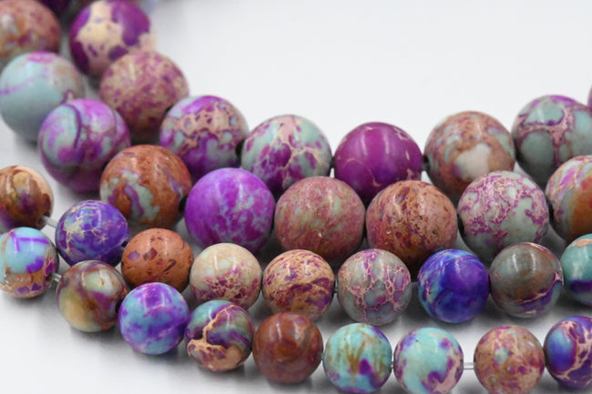 Turquoise and Red Violet Purple Impression Jasper Beads 4mm, 6mm, 8mm round Hover Image