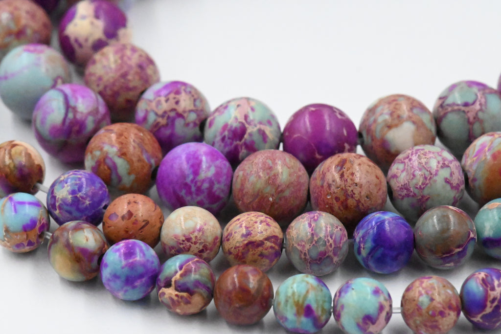 Turquoise and Red Violet Purple Impression Jasper Beads 4mm, 6mm, 8mm round
