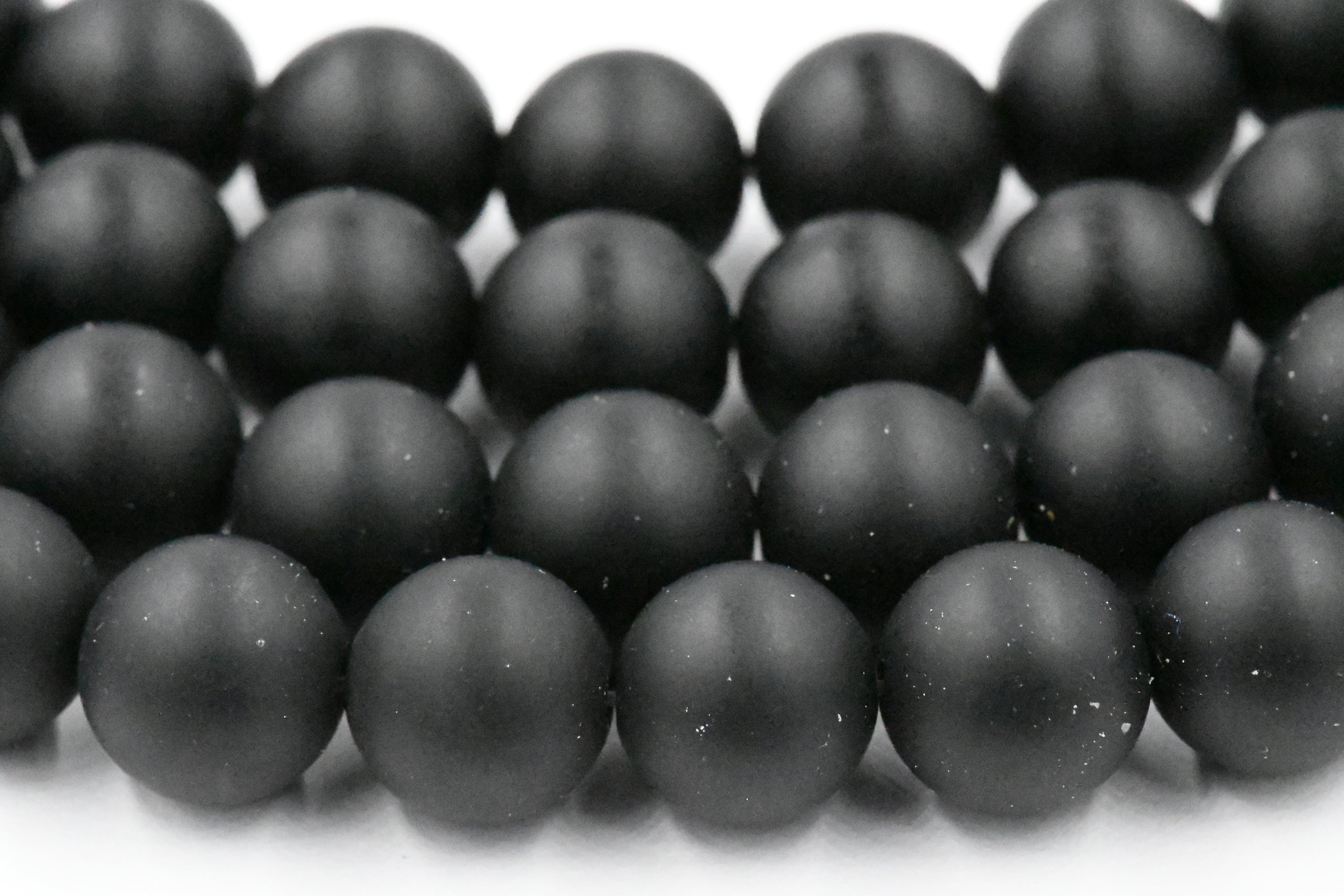Matte Black Onyx, 3mm, 4mm, 6mm, 8mm, 10mm, 12mm Frosted Black Onyx Round Beads in Opaque Finish -15.5 inch strand