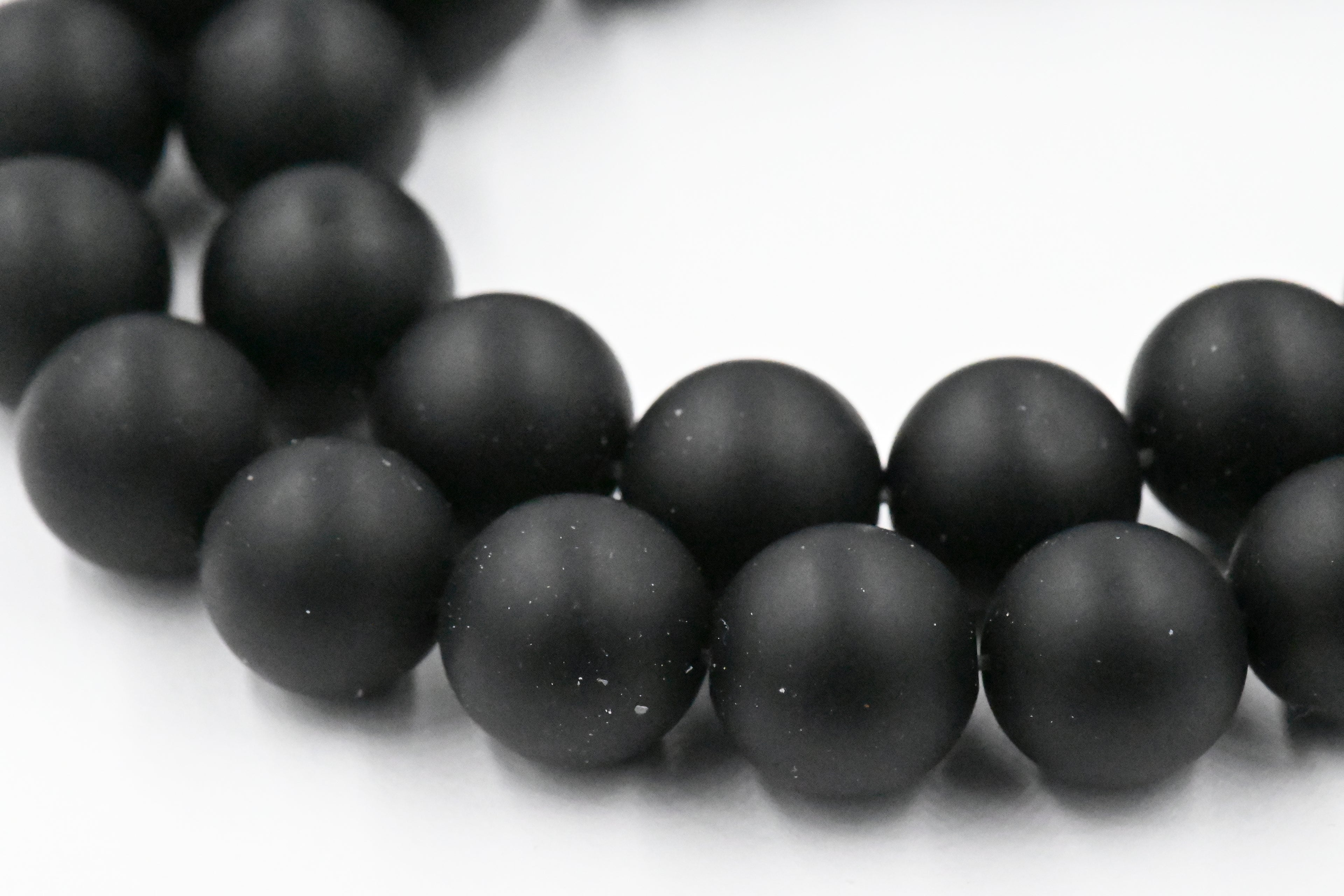 Matte Black Onyx, 3mm, 4mm, 6mm, 8mm, 10mm, 12mm Frosted Black Onyx Round Beads in Opaque Finish -15.5 inch strand