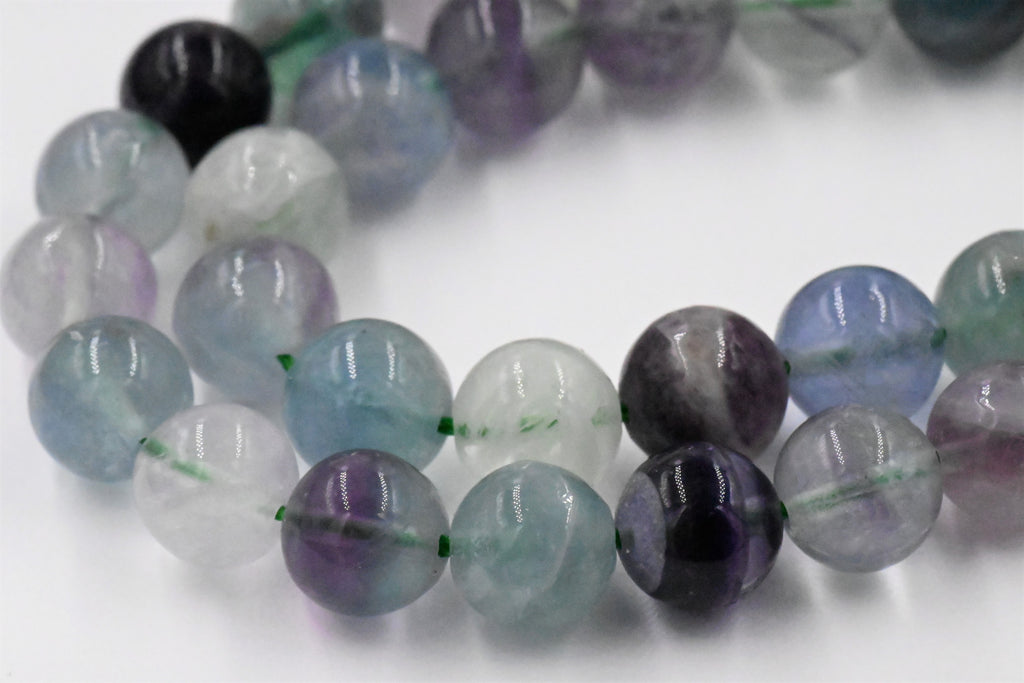 Fluorite -8mm Rainbow Fluorite Round Beads-  15.5 inch strand