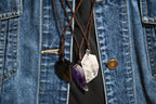 Amethyst, White Crystal or Black Obsidian Dagger Necklace