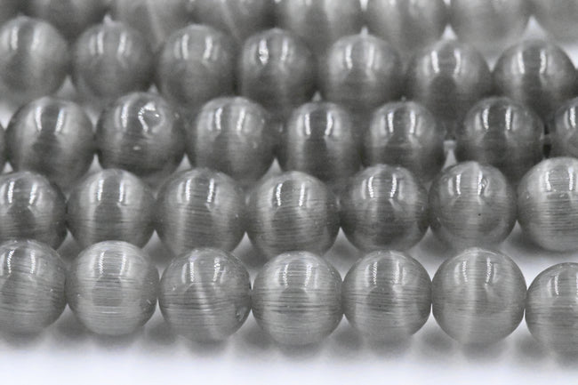 Cat Eye Beads Gray 6mm, 8mm, 10mm  -14.5 inch strand Hover Image