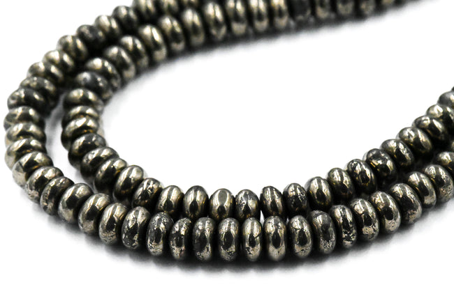 Natural Pyrite Rondelle Beads 6x4mm, 8x4mm -Full Strand Main Image