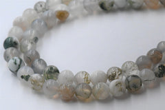 Light Tree Agate 4mm, 6mm, 8mm, 10mm Round Beads -15 inch strand