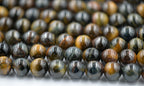 TWO STRANDS Golden Blue Gray Tiger Eye Round 6mm, 8mm -full strand