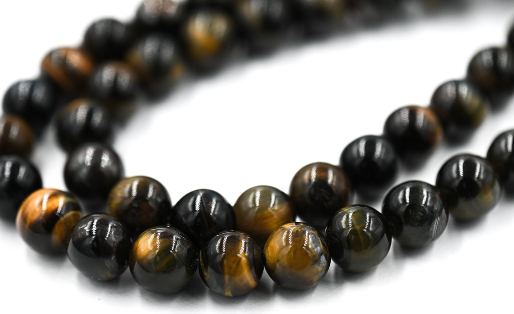 Golden Blue Gray Tiger Eye Round 6mm, 8mm  Beads -full strand