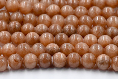 8mm Camel Brown Jade Beads Opaque Smooth - 16 inch strand