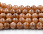 8mm Camel Brown Jade Beads Opaque Smooth - 16 inch strand