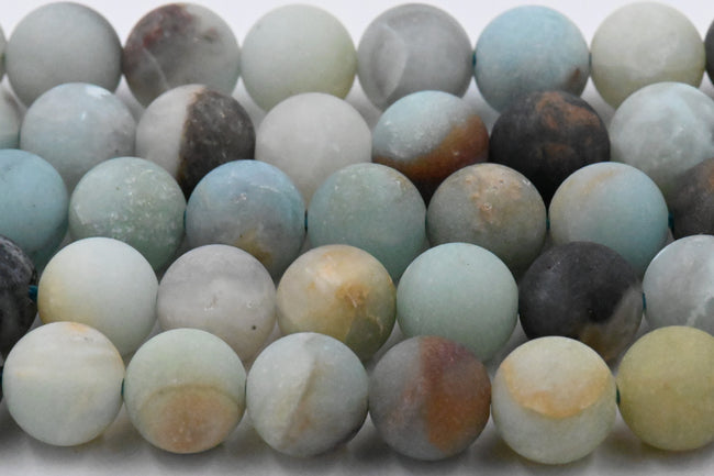 Frosted Amazonite A Grade 4mm, 6mm, 8mm, 10mm, 12mm matte Round Beads -Full strand Hover Image