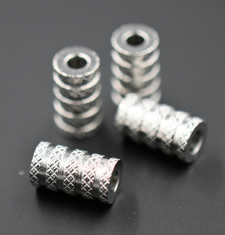 Stainless Steel Tube Beads, Grooved, Column, Stainless Steel Color -10pc
