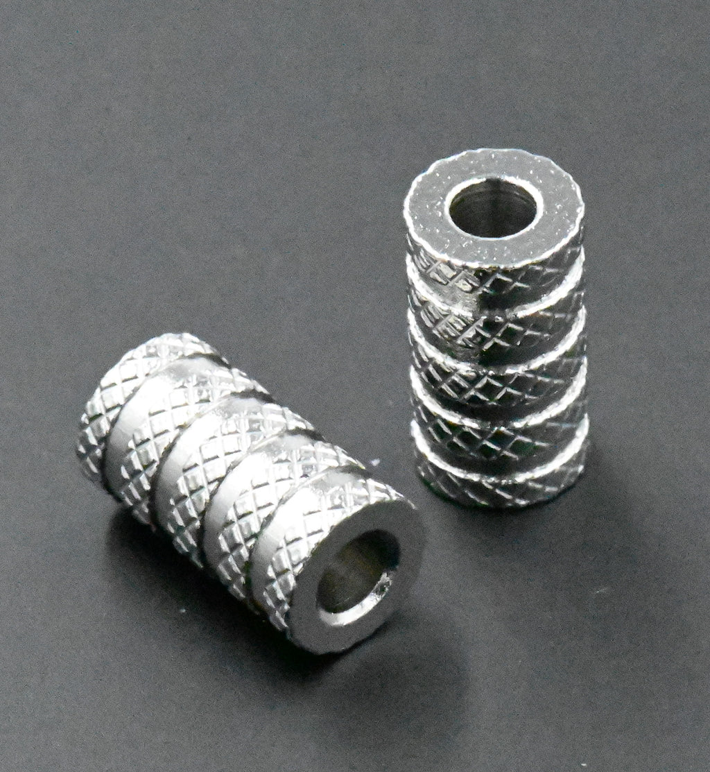 Stainless Steel Tube Beads, Grooved, Column, Stainless Steel Color -10pc