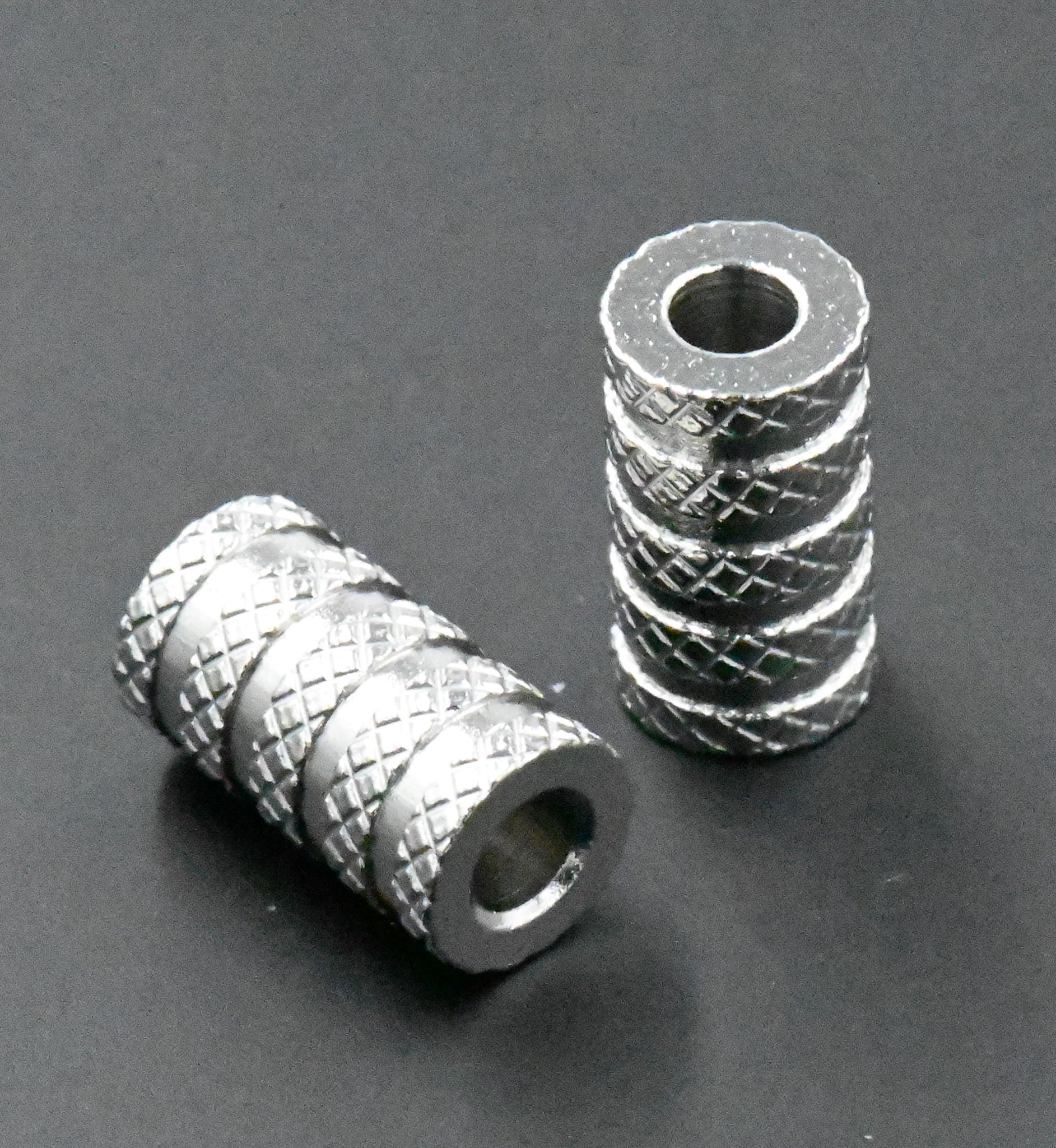 Stainless Steel Tube Beads, Grooved, Column, Stainless Steel Color -10pc