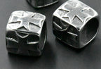 Stainless Steel Beads, Large Hole Beads, Rectangle with Cross, Antique Silver, 1pc