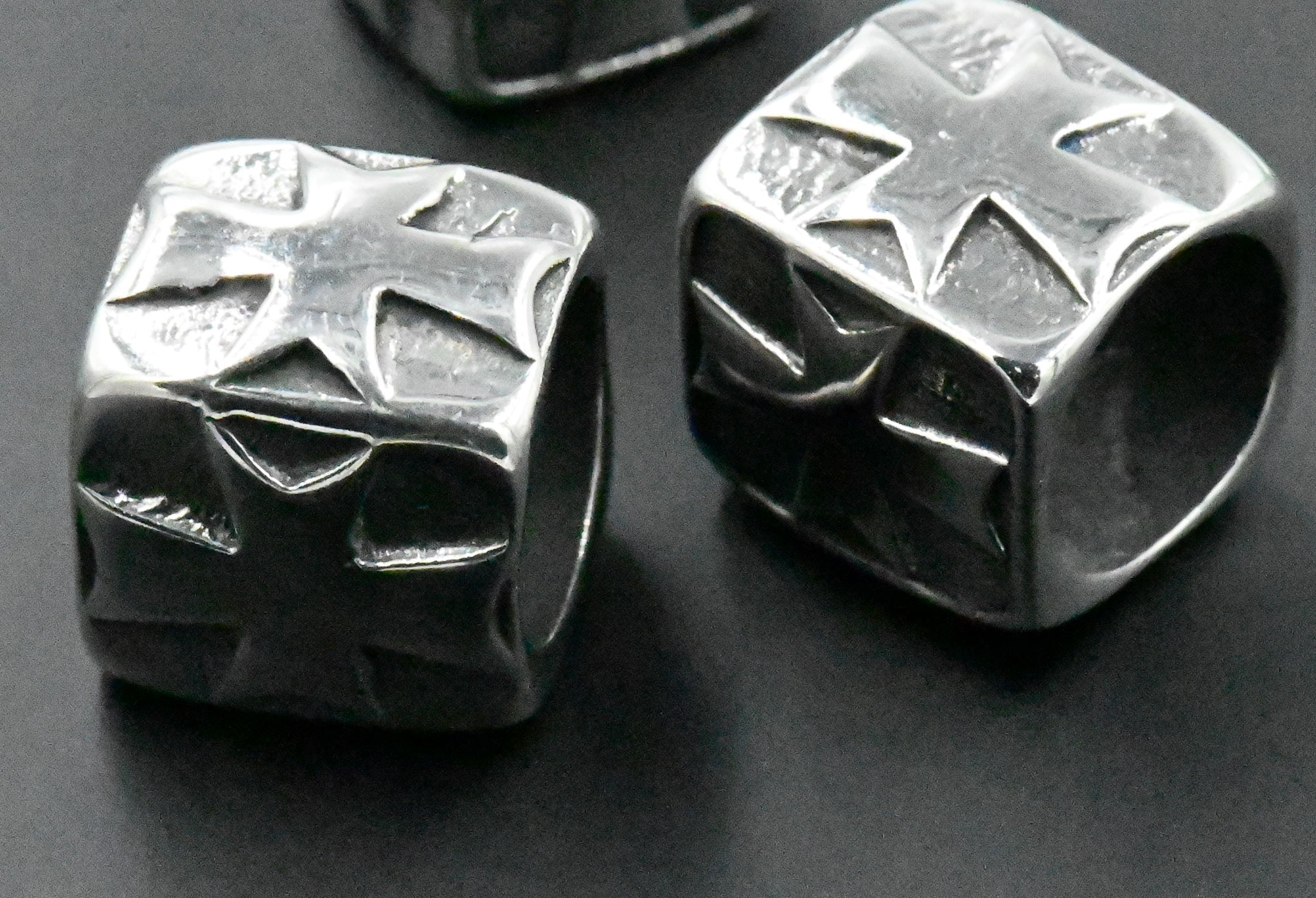 Stainless Steel Beads, Large Hole Beads, Rectangle with Cross, Antique Silver, 1pc