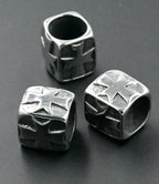 Stainless Steel Beads, Large Hole Beads, Rectangle with Cross, Antique Silver, 1pc