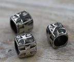 Stainless Steel Beads, Large Hole Beads, Rectangle with Cross, Antique Silver, 1pc