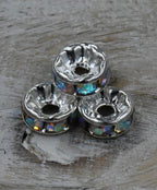 AB Silver Rhinestone Beads, Grade AAA, Nickel Free, Crystal Rondelle