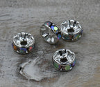AB Silver Rhinestone Beads, Grade AAA, Nickel Free, Crystal Rondelle