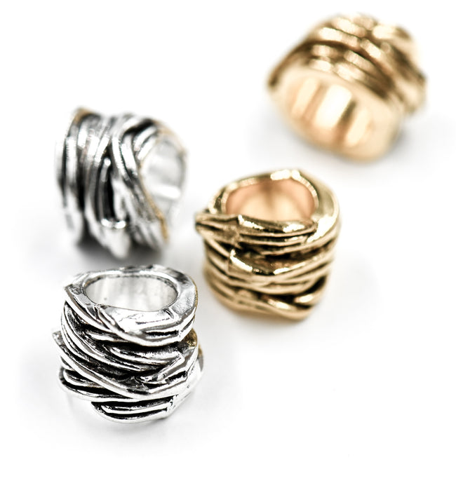 Swirl Wrap 10pc Large Hole beads Antique Silver or Antique Gold Asymmetrical Spacer Hover Image