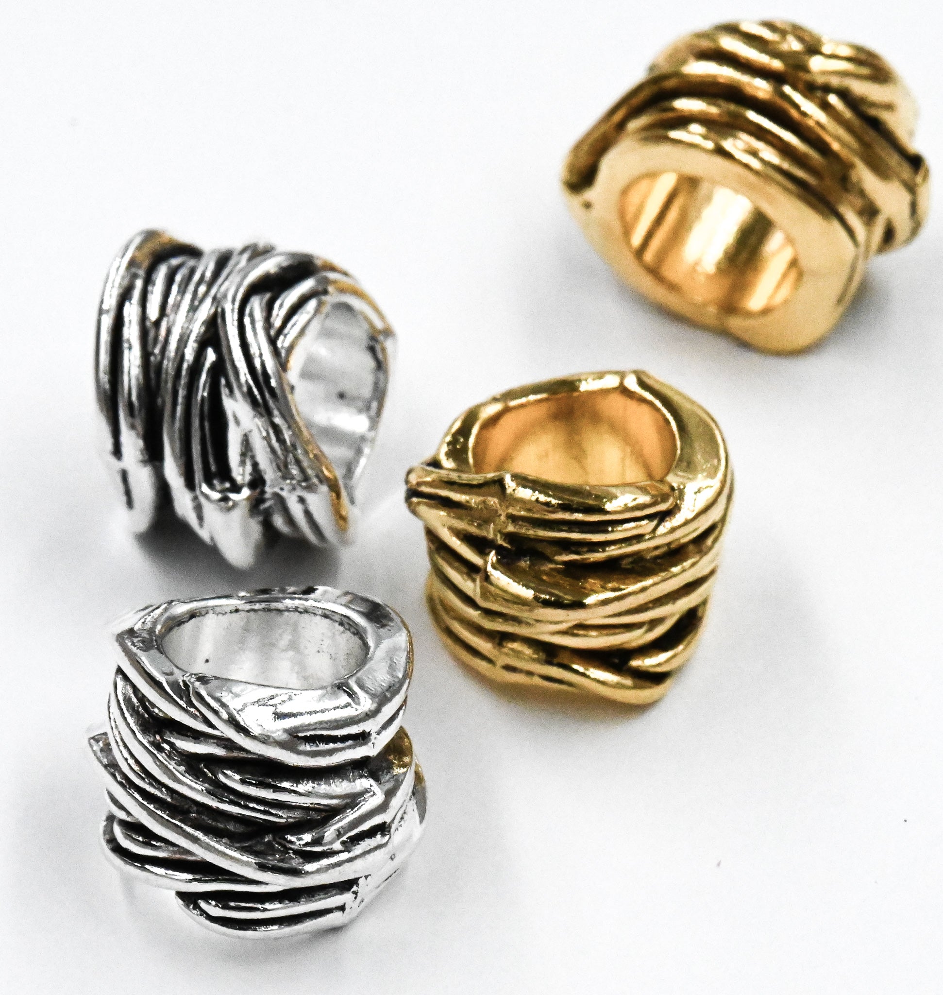 Swirl Wrap 10pc Large Hole beads Antique Silver or Antique Gold Asymmetrical Spacer