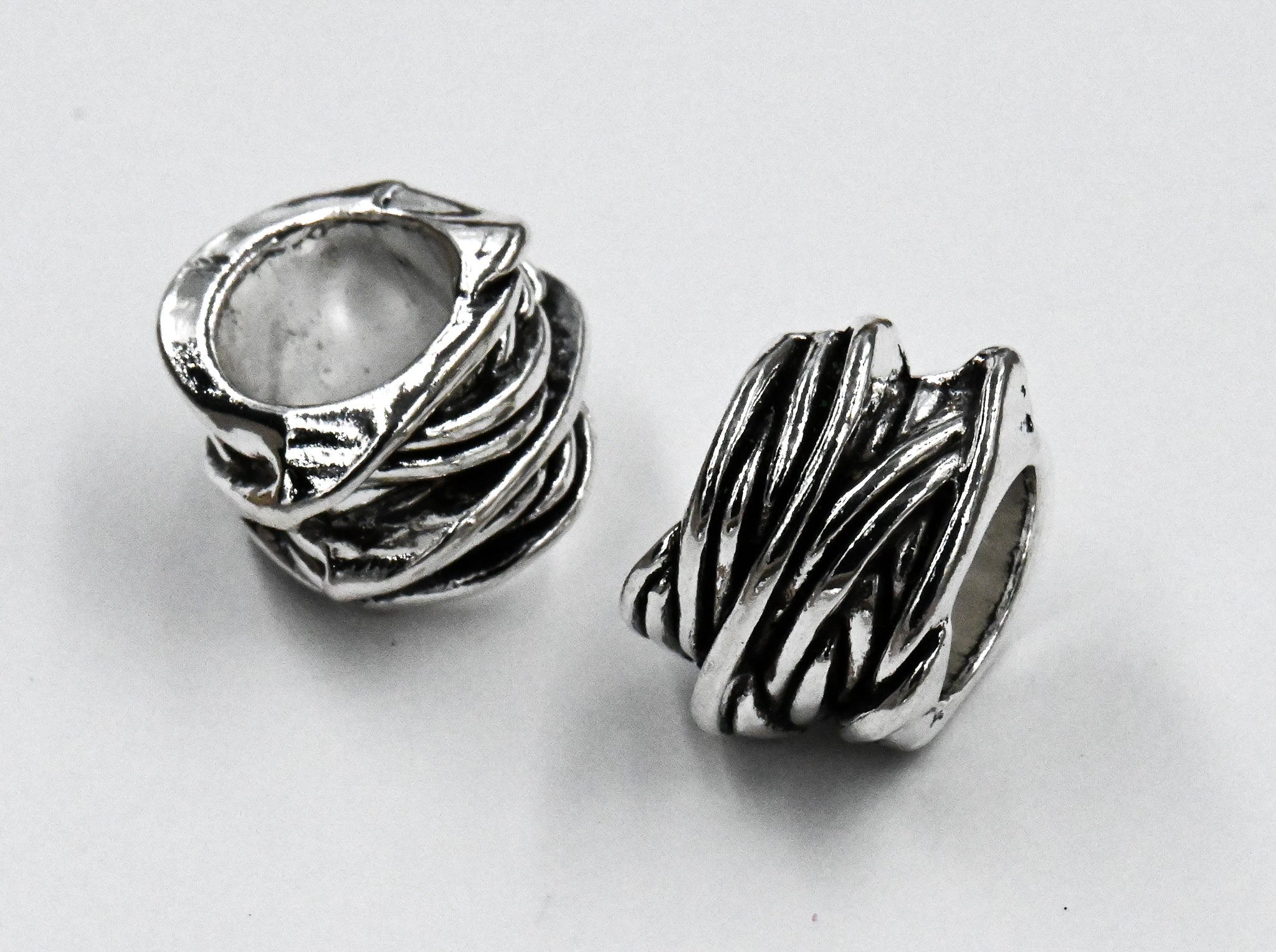 Swirl Wrap 10pc Large Hole beads Antique Silver or Antique Gold Asymmetrical Spacer