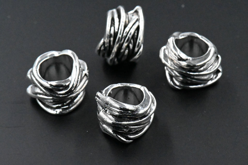 Swirl Wrap 10pc Large Hole beads Antique Silver or Antique Gold Asymmetrical Spacer
