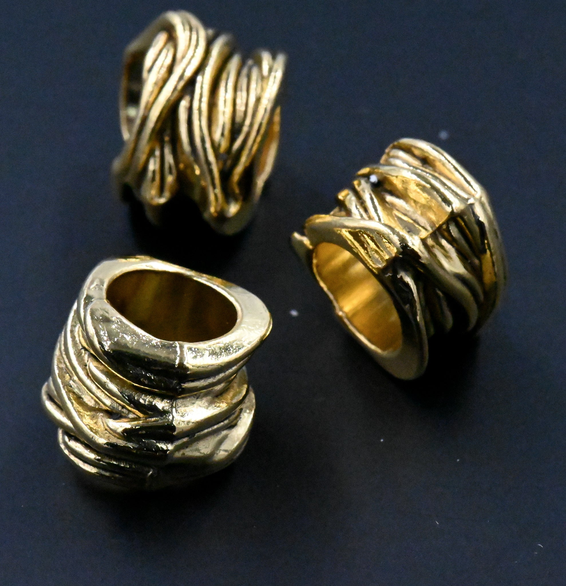 Swirl Wrap 10pc Large Hole beads Antique Silver or Antique Gold Asymmetrical Spacer