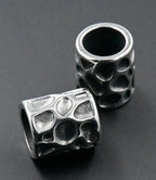 Stainless Steel Beads, 1pc, Animal Print Large Hole Beads, Column, Antique Silver