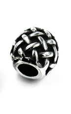 Stainless Steel Beads, 1pc, Weave Pattern Large Hole Beads, Column, 10mm Antique Silver