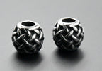 Stainless Steel Beads, 1pc, Weave Pattern Large Hole Beads, Column, 10mm Antique Silver