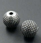 Stainless Steel Beads, 1pc, Beaded Large Hole Beads,7.5mm, 9.5mm Antique Silver