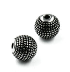 Stainless Steel Beads, 1pc, Beaded Large Hole Beads,7.5mm, 9.5mm Antique Silver