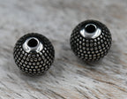 Stainless Steel Beads, 1pc, Beaded Large Hole Beads,7.5mm, 9.5mm Antique Silver