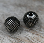 Stainless Steel Beads, 1pc, Beaded Large Hole Beads,7.5mm, 9.5mm Antique Silver